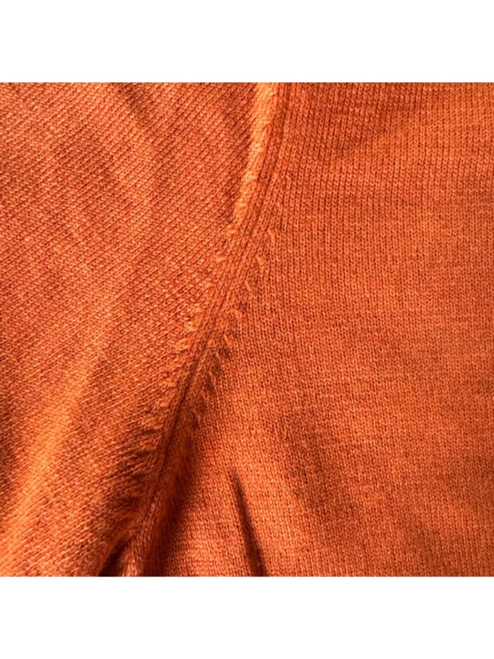 Brooks Brothers XL Mens V-Neck Sweater Burnt Orange Italian Wool Blend FLAW - Picture 6 of 7
